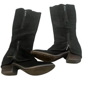 Donald J. Pliner Black Suede Heeled Boots